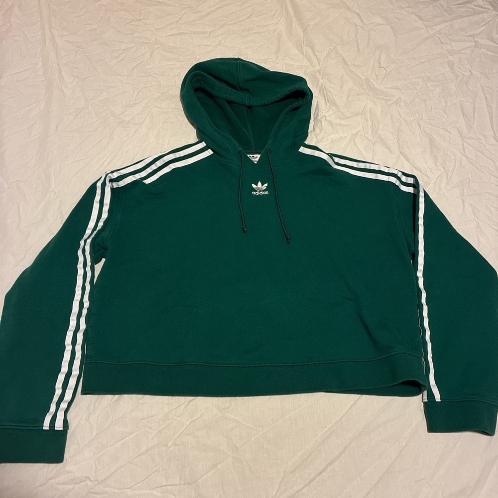 Adidas Forest Green Pullover with White Accents